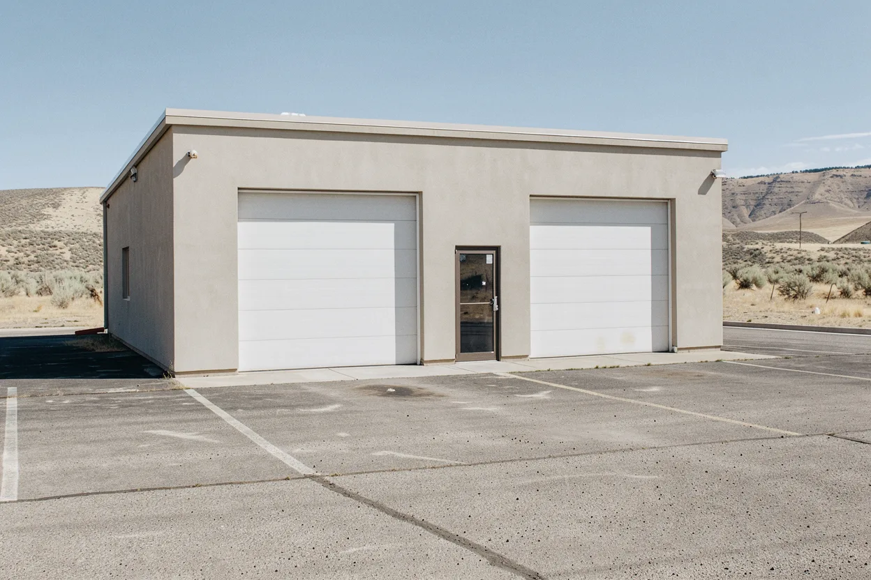 Overhead doors on a small commercial service building